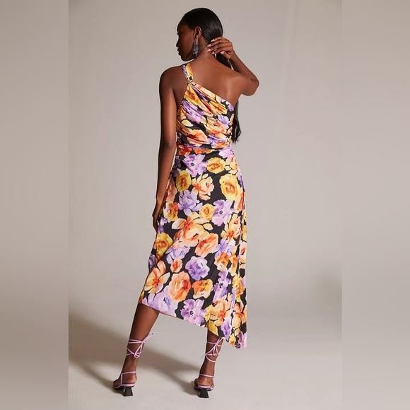 Anthropologie Geisha Designs Floral Asymmetrical Hem Midi Dress - Picture 3 of 17
